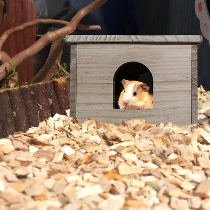 Guinea Pigs Wood House with Window, Small Animals Hut Hideout, Natural Habitat Cage for Guinea Pigs, Hamsters, Chinchillas (Hut Hideout #02)