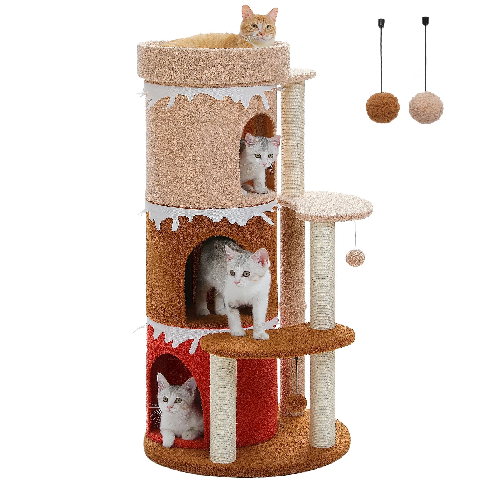 Cat Tree Cat Condos for Large Cats, Cat Tower House with Large Top Perch and Sisal Covered Scratching Posts for Indoor Cats Gift